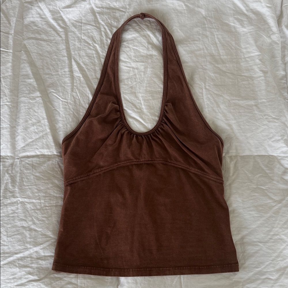 Free People Brown Cotton Halter Top